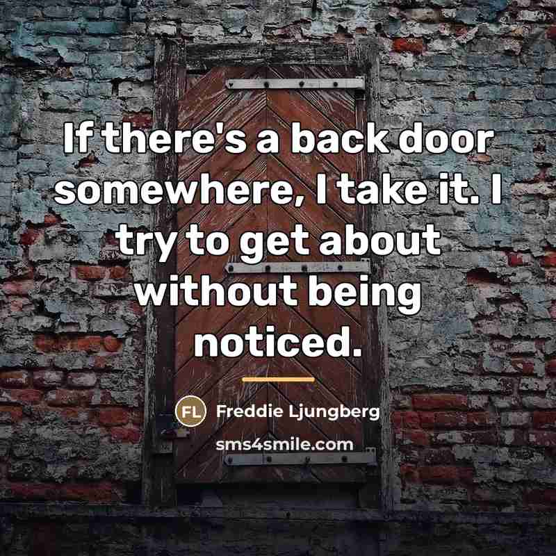 “If there's a back door somewhere, I take it. I…” quote by Freddie Ljungberg