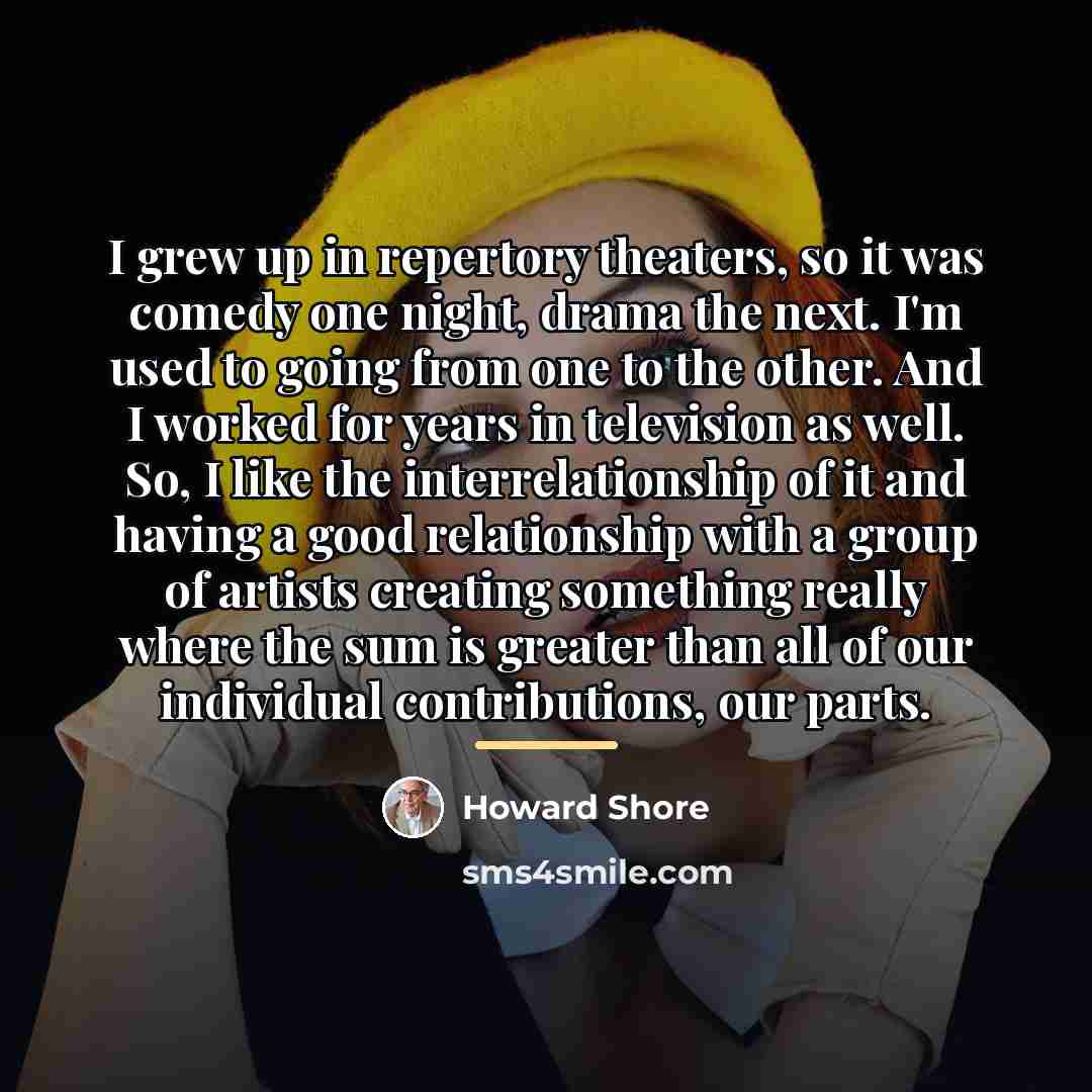 “I grew up in repertory theaters, so it was comedy…” quote by Howard Shore