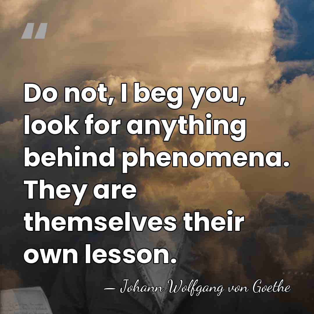 Do not, I beg you, look for anything behind phenomena. They are&hellip; - Johann Wolfgang von Goethe