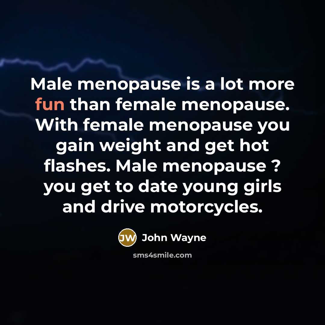 “Male menopause is a lot more fun than female menopause.…” quote by John Wayne
