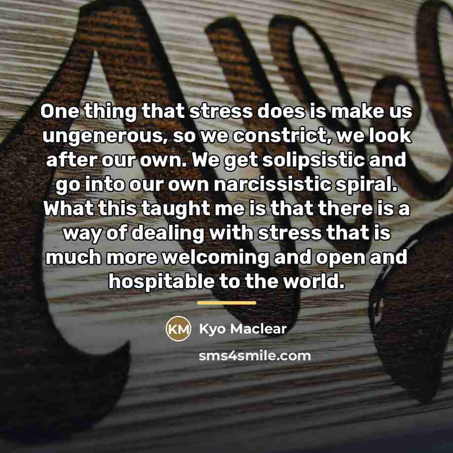 “One thing that stress does is make us ungenerous, so…” quote by Kyo Maclear