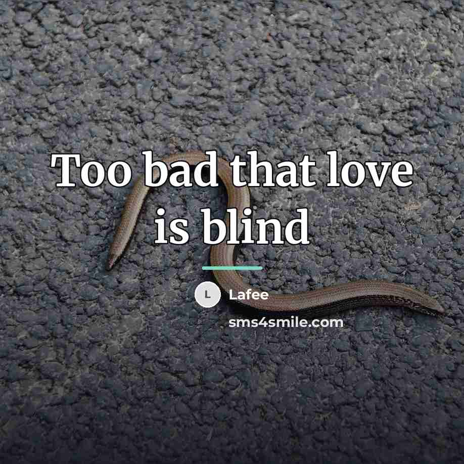 “Too bad that love is blind…” quote by Lafee