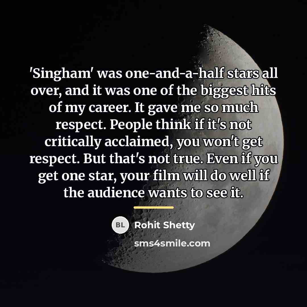“'Singham' was one-and-a-half stars all over, and it was one…” quote by Rohit Shetty