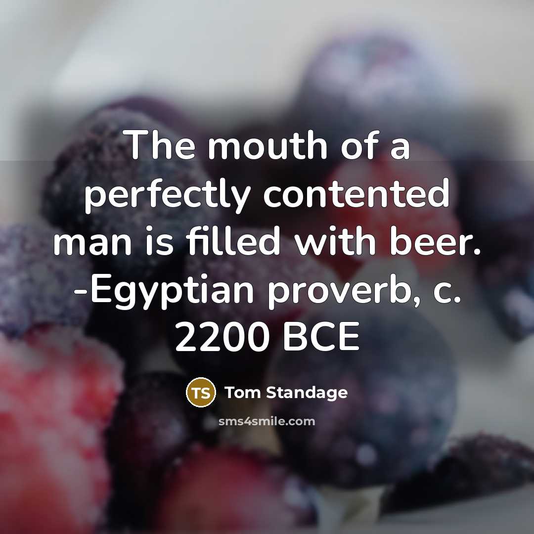 “The mouth of a perfectly contented man is filled with…” quote by Tom Standage