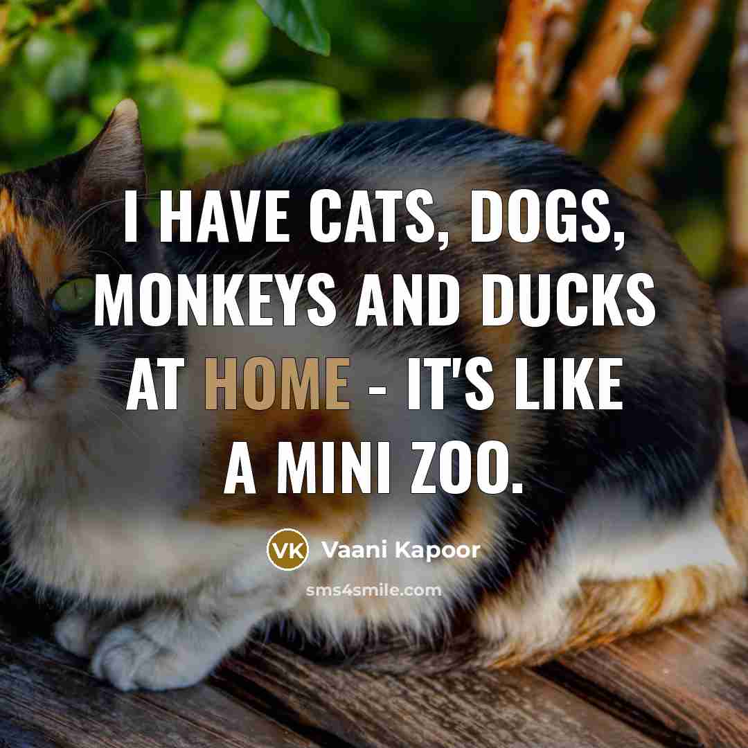 “I have cats, dogs, monkeys and ducks at home -…” quote by Vaani Kapoor