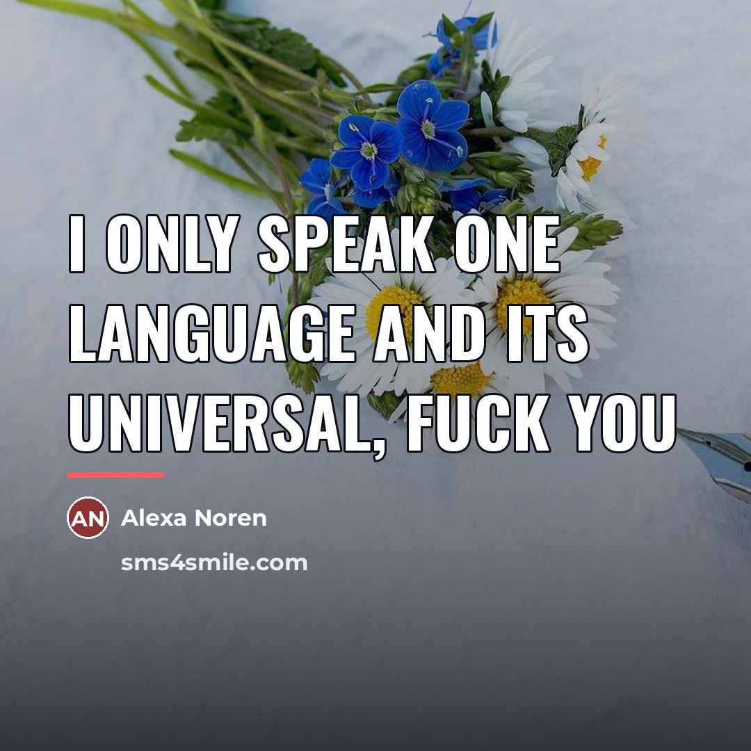 “I only speak one language and its universal, FUCK YOU…” quote by Alexa Noren