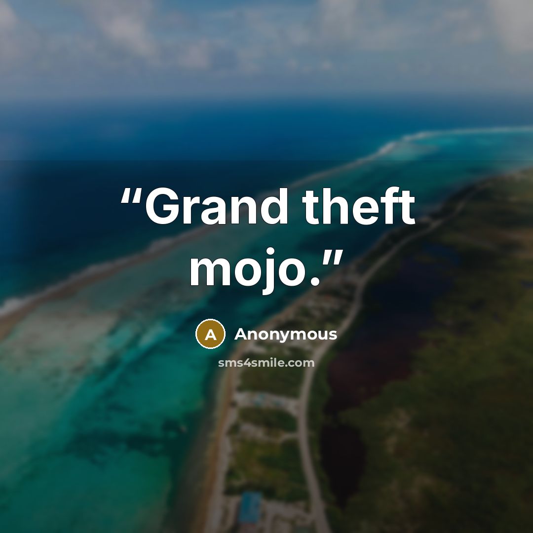“Grand theft mojo.” quote by Anonymous