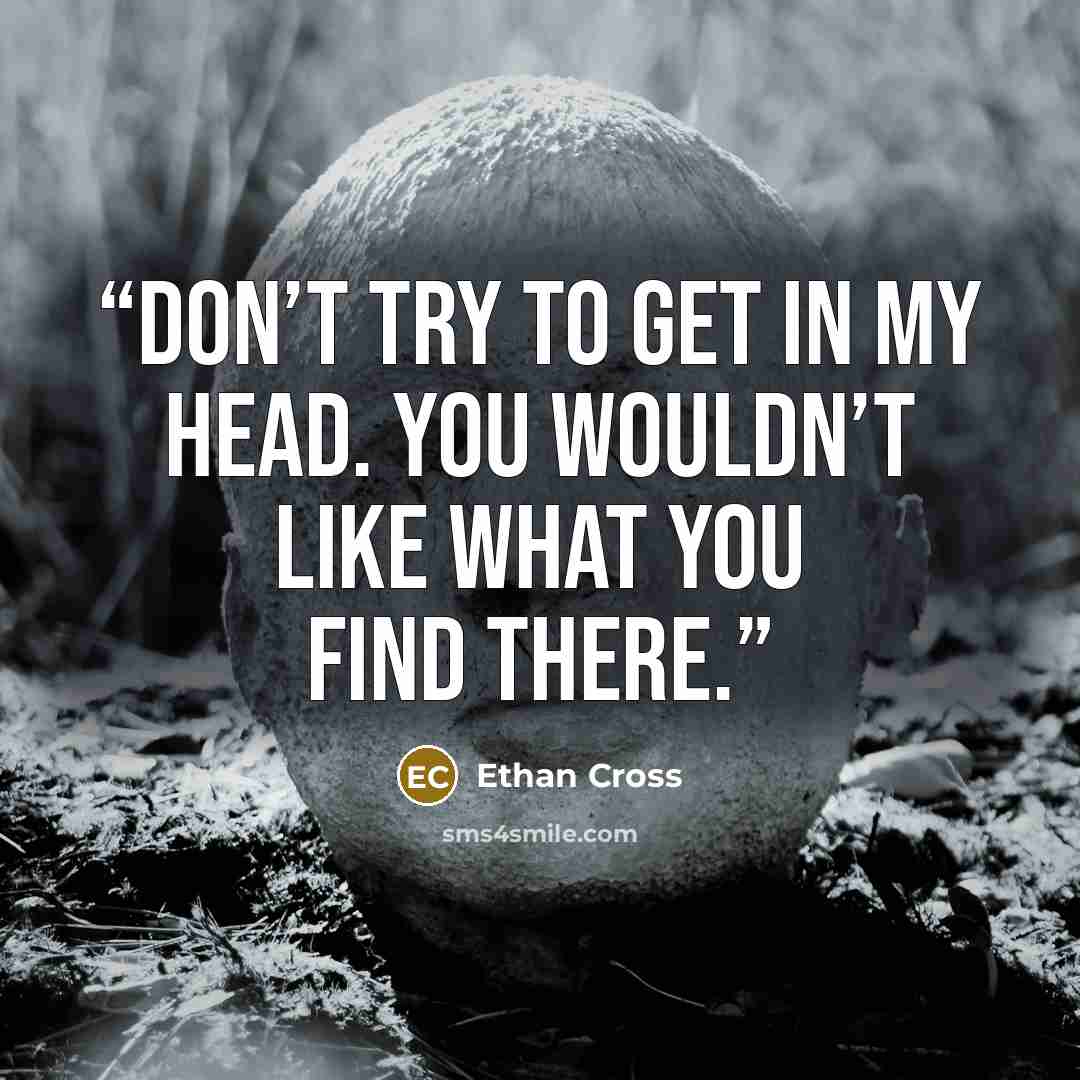 “Don’t try to get in my head. You wouldn’t like what you find there.” quote by Ethan Cross