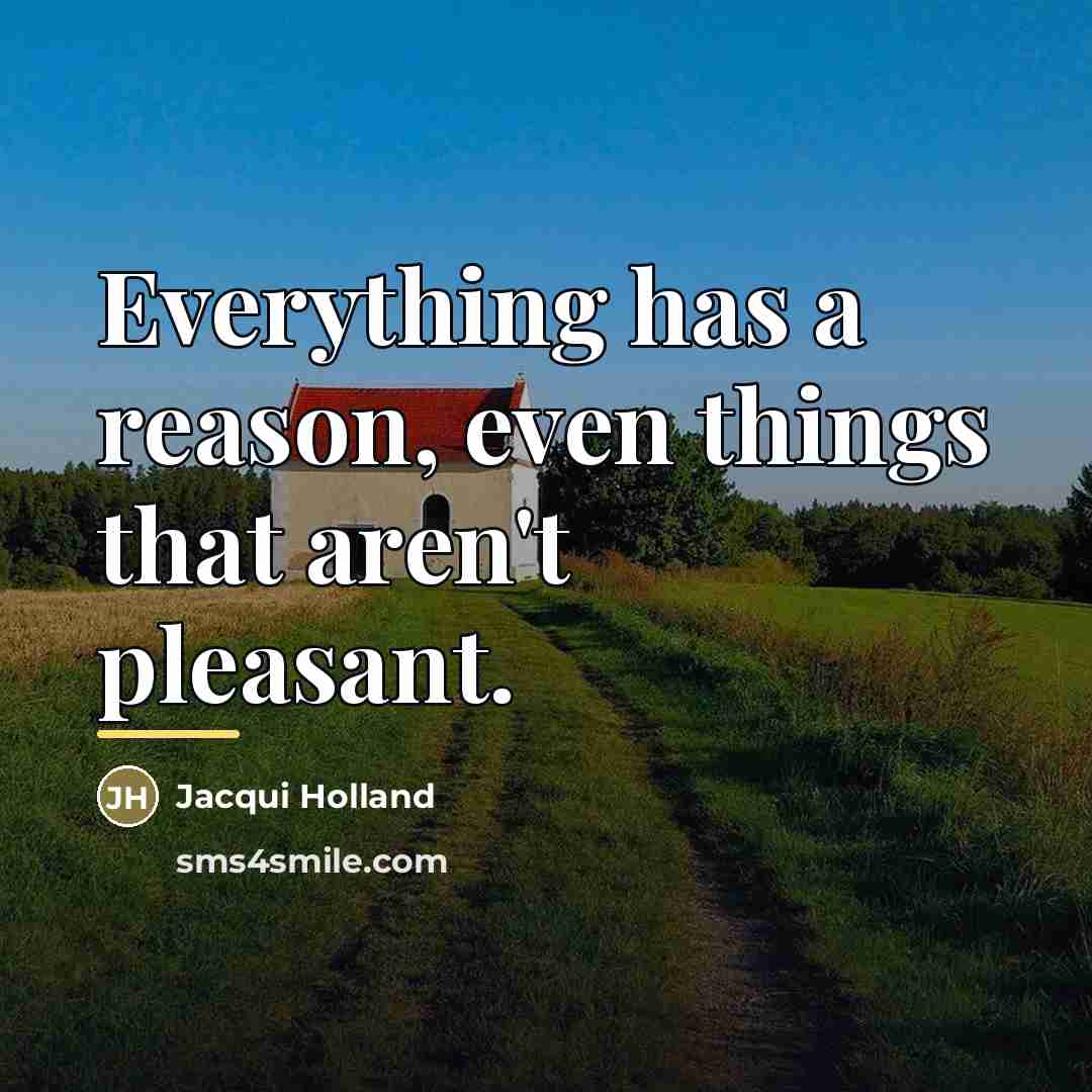 “Everything has a reason, even things that aren't pleasant.…” quote by Jacqui Holland