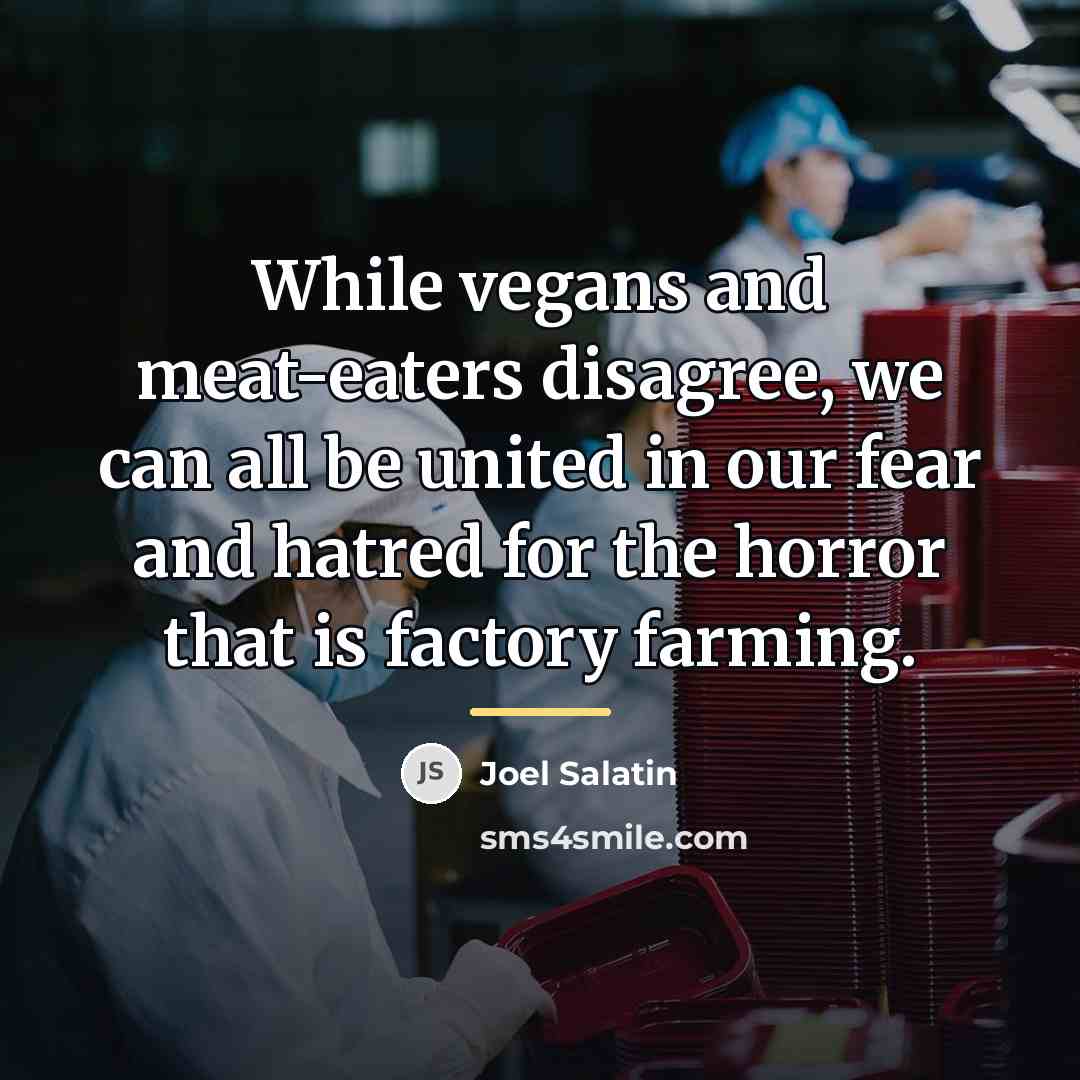 “While vegans and meat-eaters disagree, we can all be united…” quote by Joel Salatin