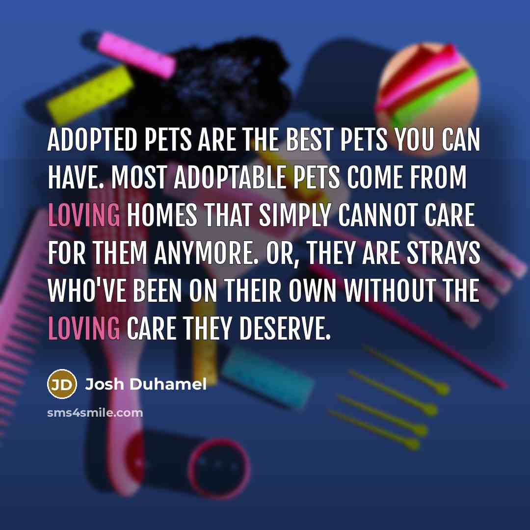 “Adopted pets are the best pets you can have. Most…” quote by Josh Duhamel