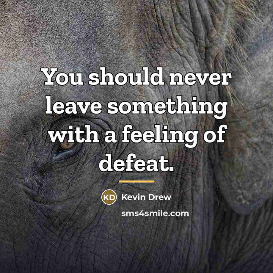 “You should never leave something with a feeling of defeat.…” quote by Kevin Drew
