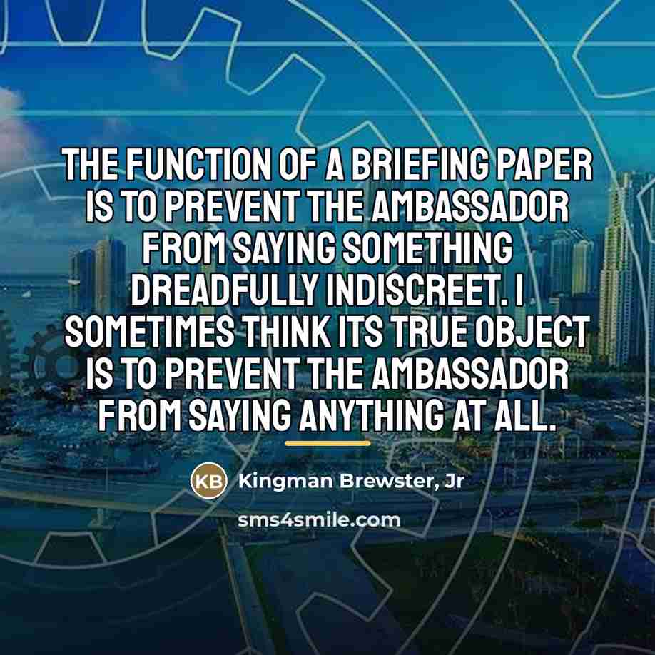 “The function of a briefing paper is to prevent the…” quote by Kingman Brewster, Jr