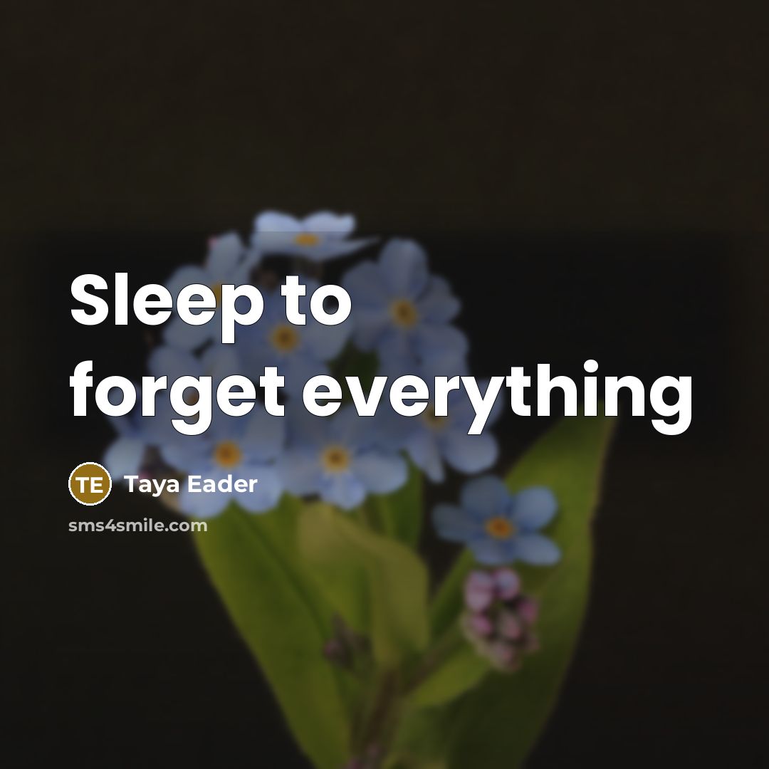 “Sleep to forget everything…” quote by Taya Eader