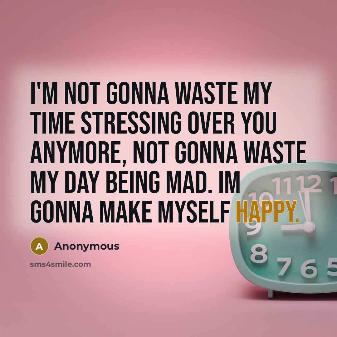 “I'm not gonna waste my time stressing over you anymore,…” quote by Anonymous
