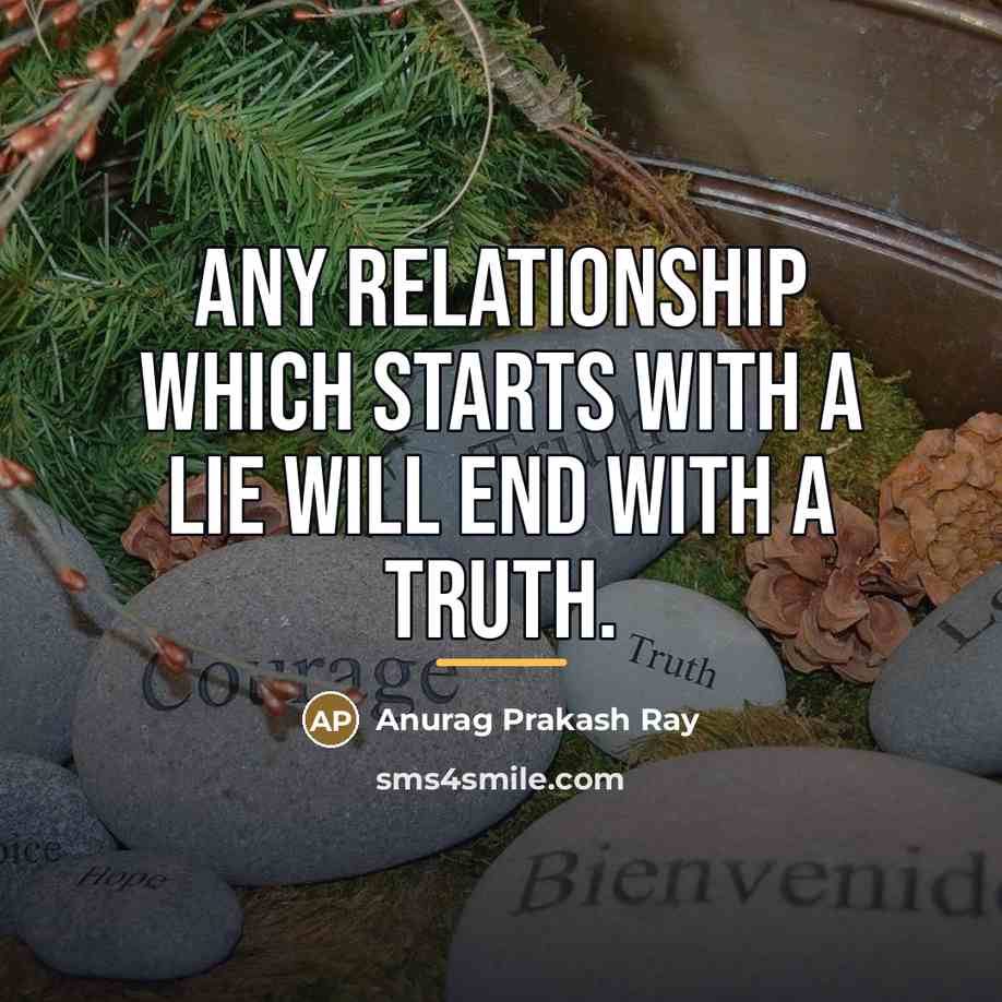 “Any relationship which starts with a lie will end with…” quote by Anurag Prakash Ray