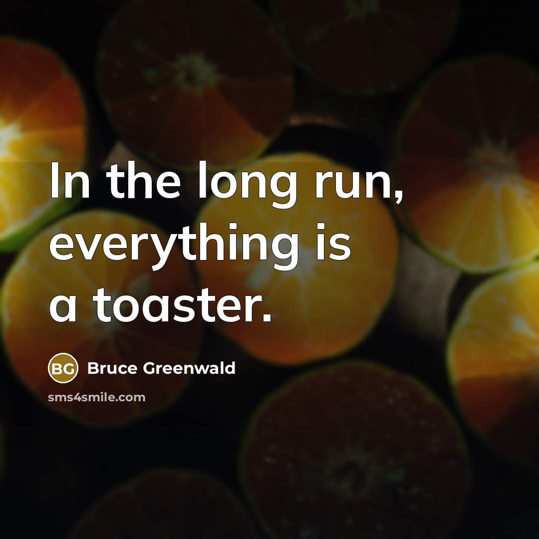 “In the long run, everything is a toaster.” quote by Bruce Greenwald