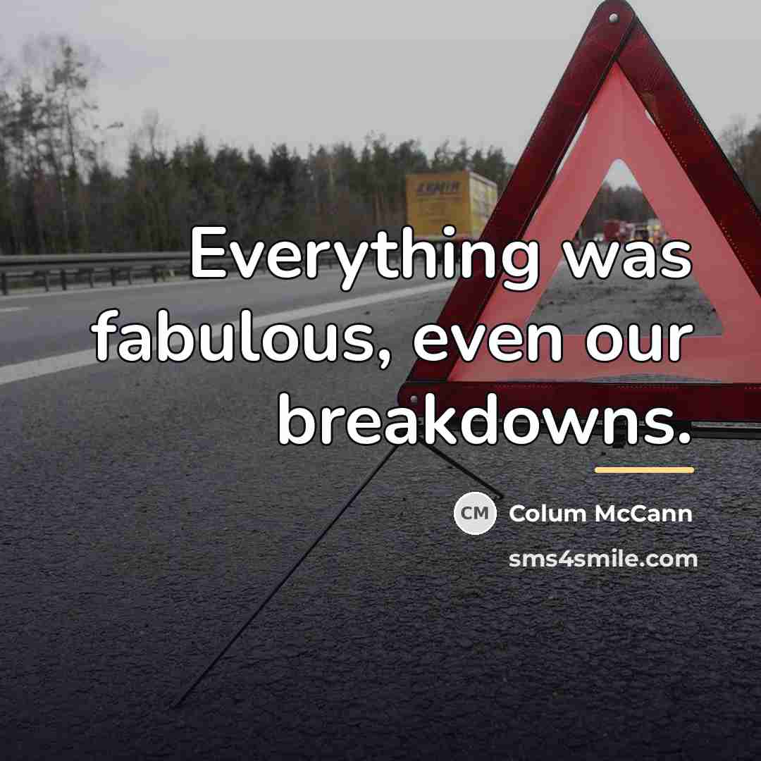 “Everything was fabulous, even our breakdowns.…” quote by Colum McCann