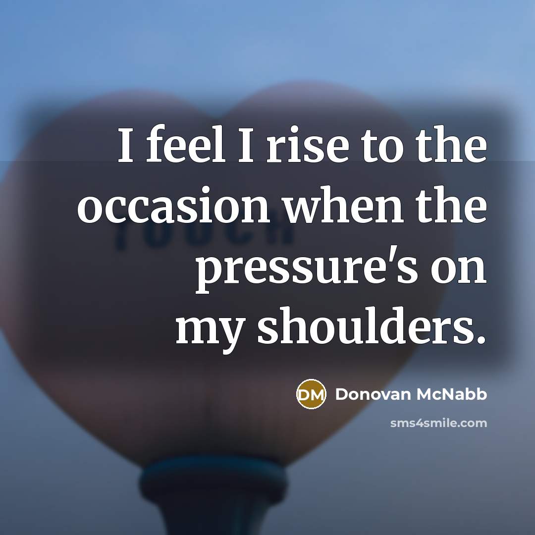 “I feel I rise to the occasion when the pressure's…” quote by Donovan McNabb