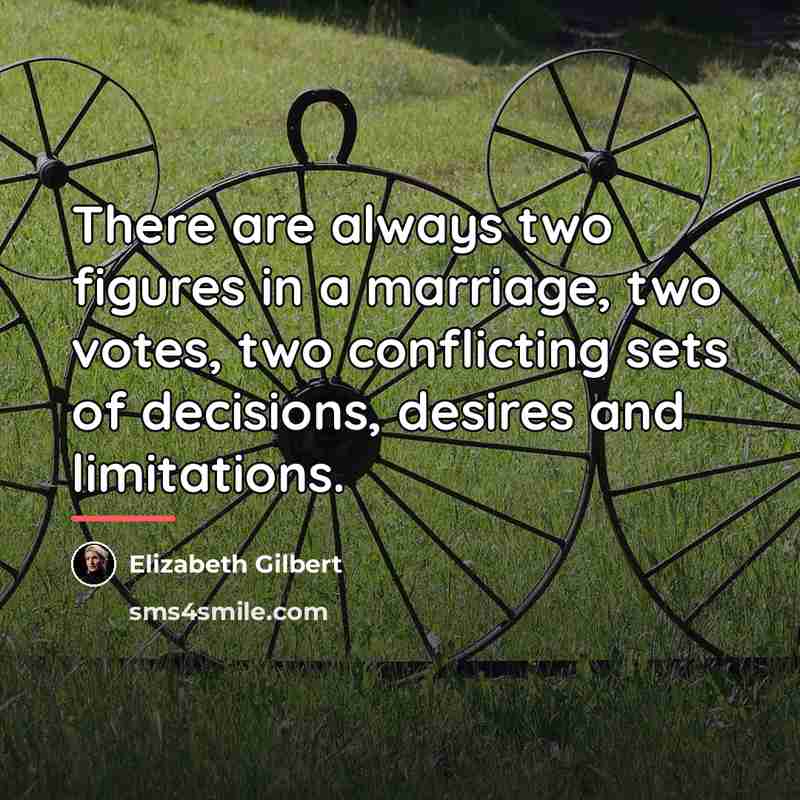 “There are always two figures in a marriage, two votes,…” quote by Elizabeth Gilbert