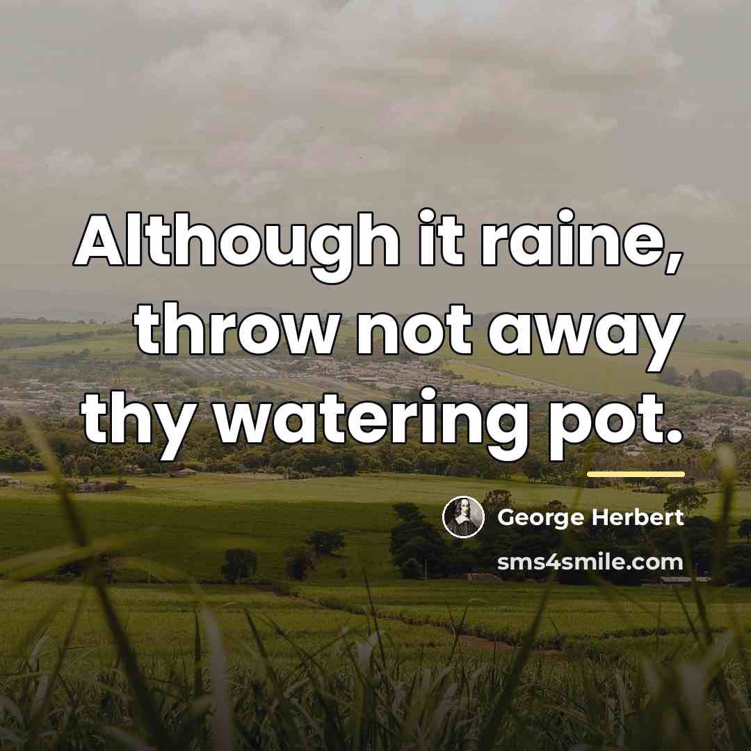 “Although it raine, throw not away thy watering pot.…” quote by George Herbert