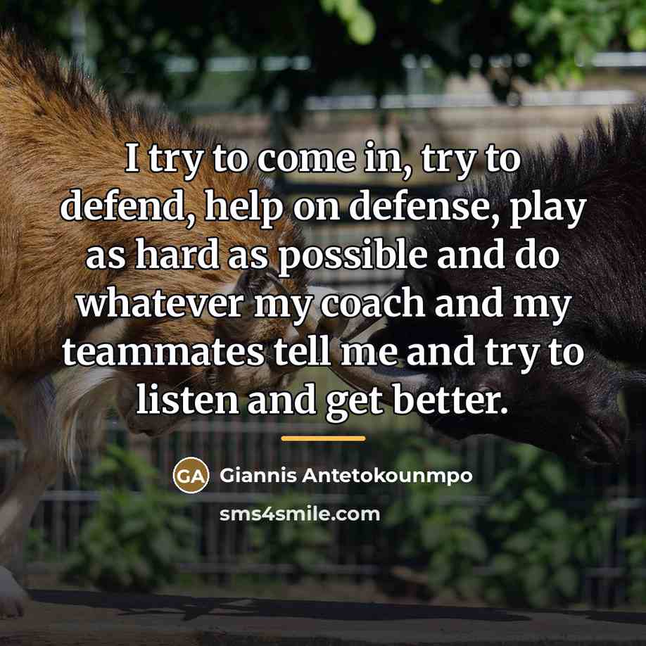 “I try to come in, try to defend, help on…” quote by Giannis Antetokounmpo