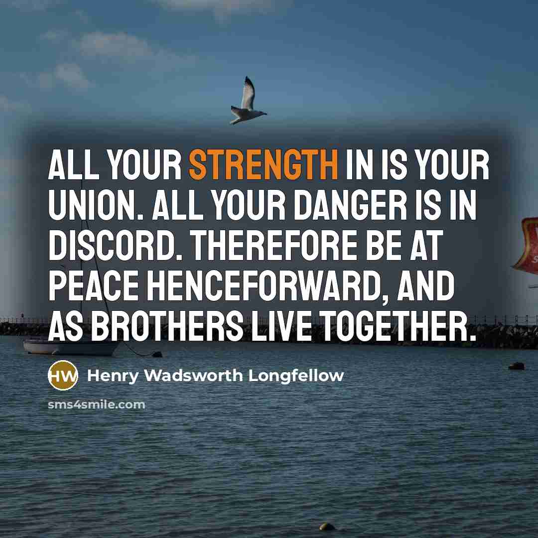 “All your strength in is your union. All your danger…” quote by Henry Wadsworth Longfellow