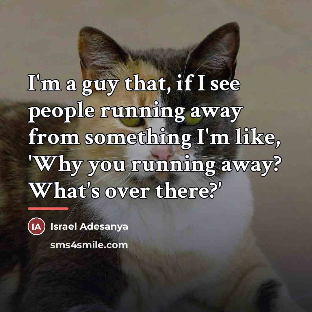 “I'm a guy that, if I see people running away…” quote by Israel Adesanya