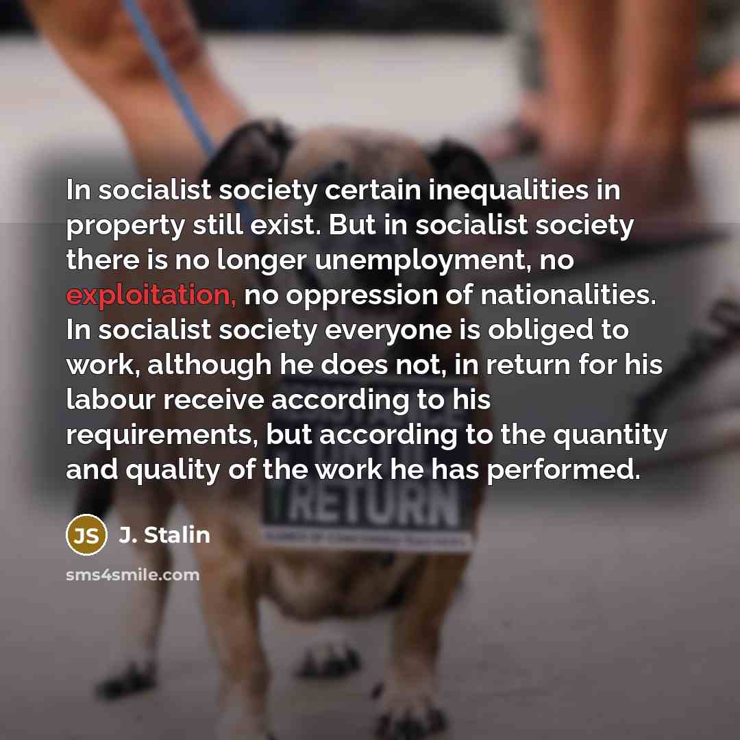 “In socialist society certain inequalities in property still exist. But…” quote by J. Stalin
