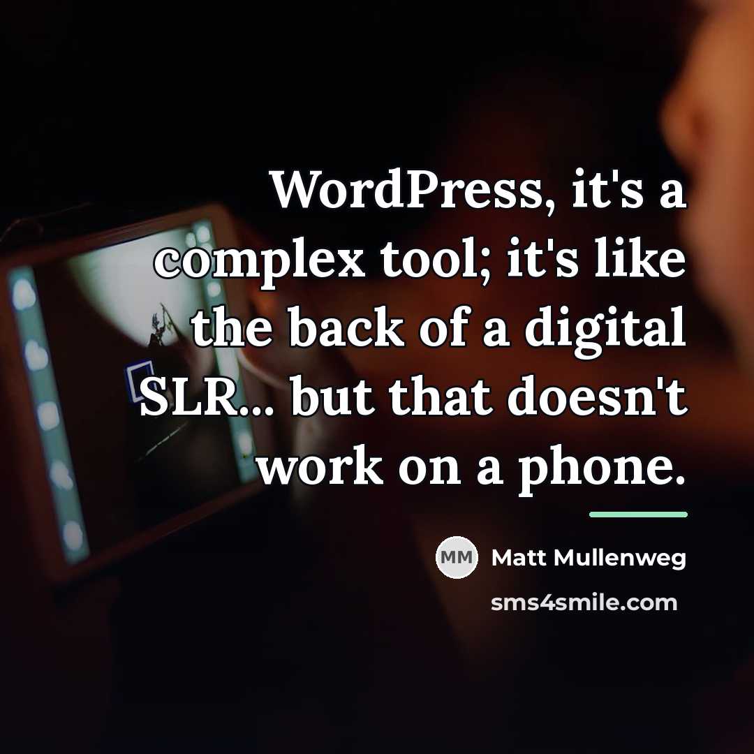 “WordPress, it's a complex tool; it's like the back of…” quote by Matt Mullenweg