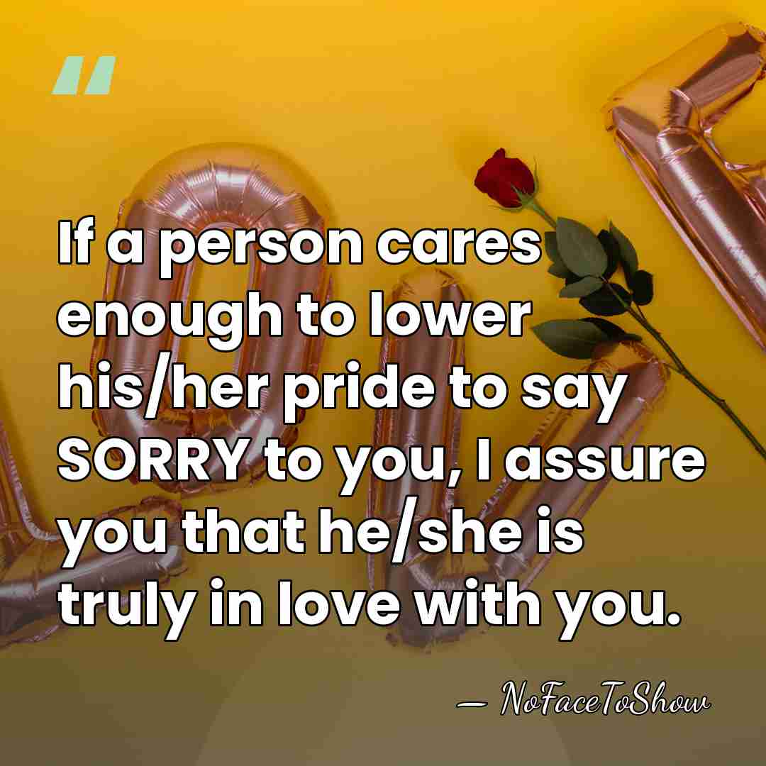 If a person cares enough to lower his/her pride to say SORRY&hellip; - NoFaceToShow