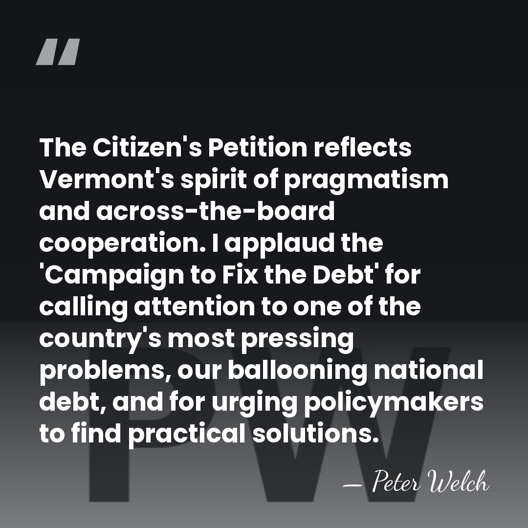 The Citizen's Petition reflects Vermont's spirit of pragmatism and across-the-board cooperation. I&hellip; - Peter Welch