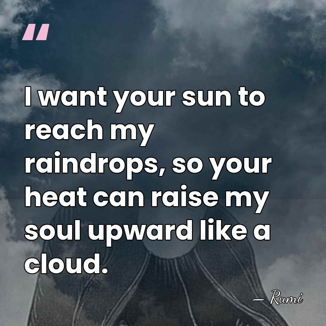 I want your sun to reach my raindrops, so your heat can&hellip; - Rumi