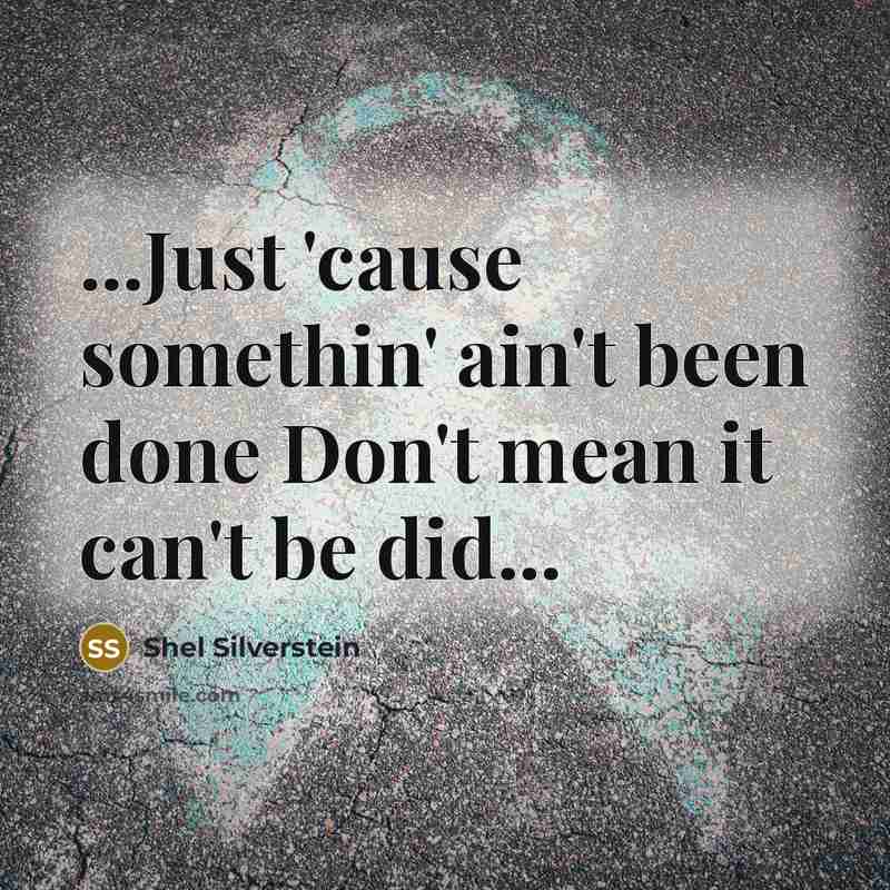 “...Just 'cause somethin' ain't been done Don't mean it can't…” quote by Shel Silverstein