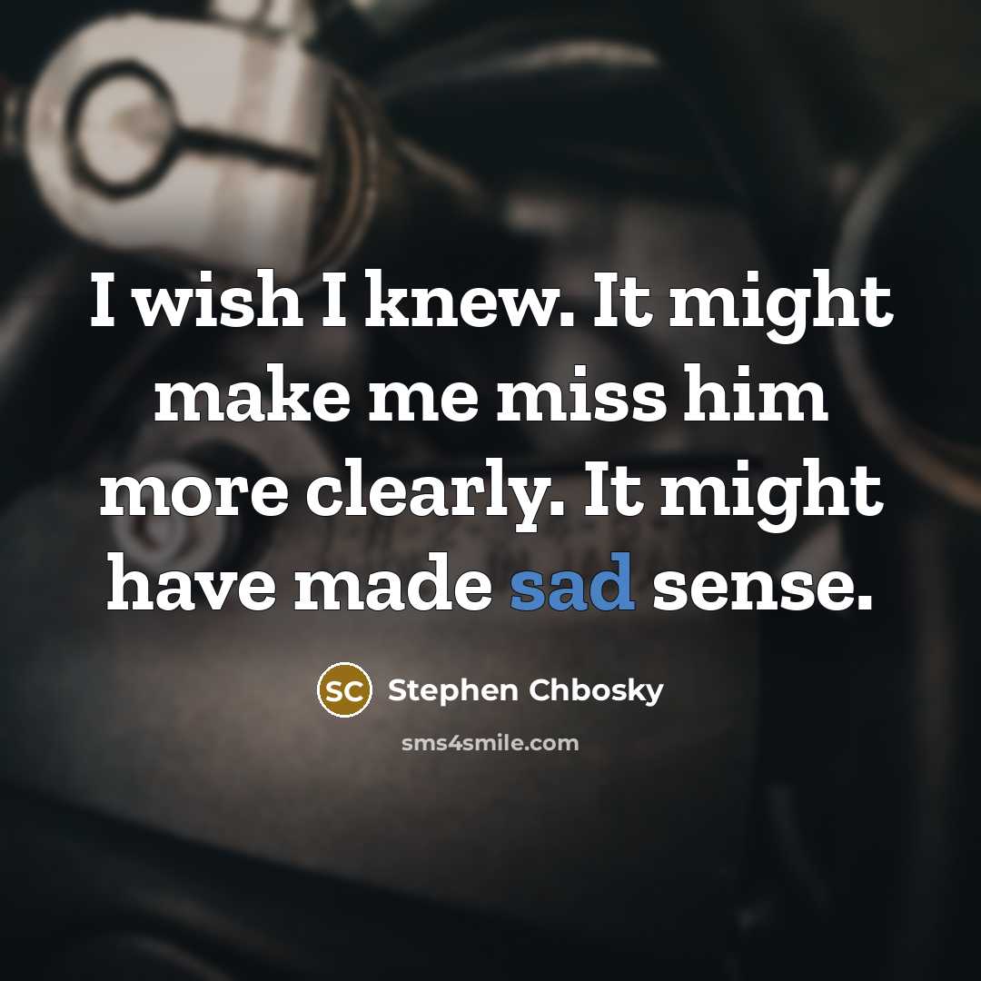 “I wish I knew. It might make me miss him…” quote by Stephen Chbosky