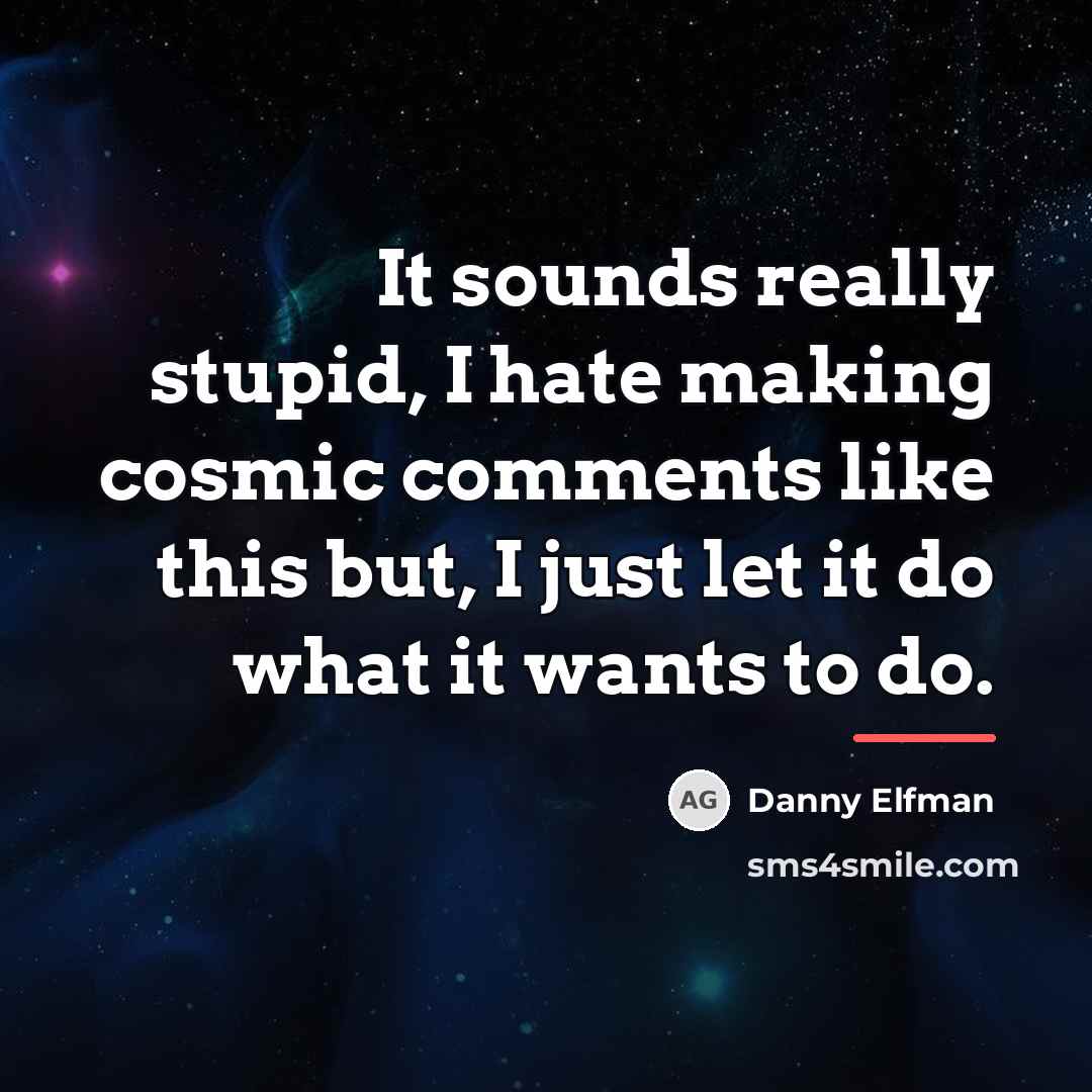 “It sounds really stupid, I hate making cosmic comments like…” quote by Danny Elfman