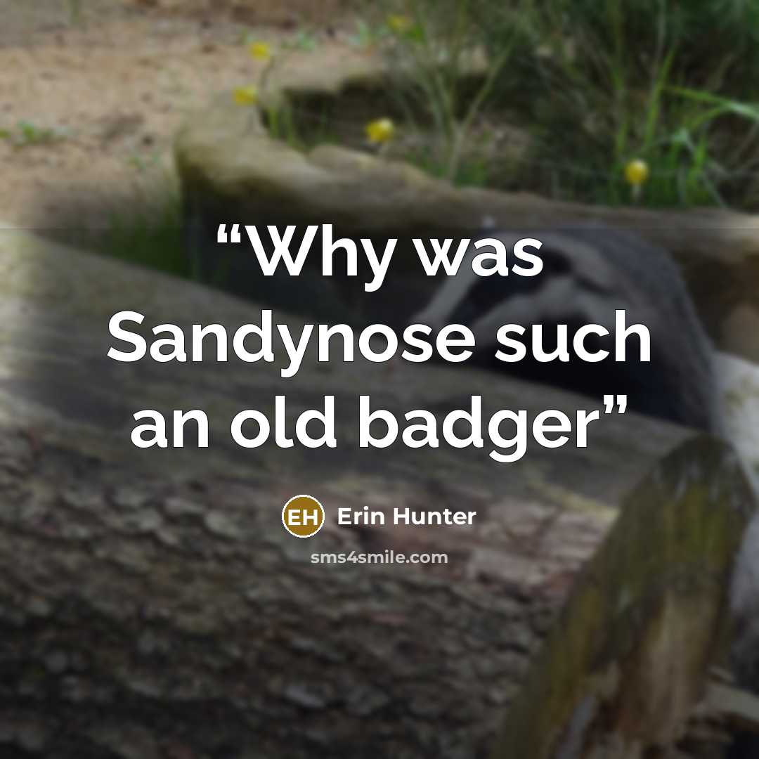 “Why was Sandynose such an old badger” quote by Erin Hunter