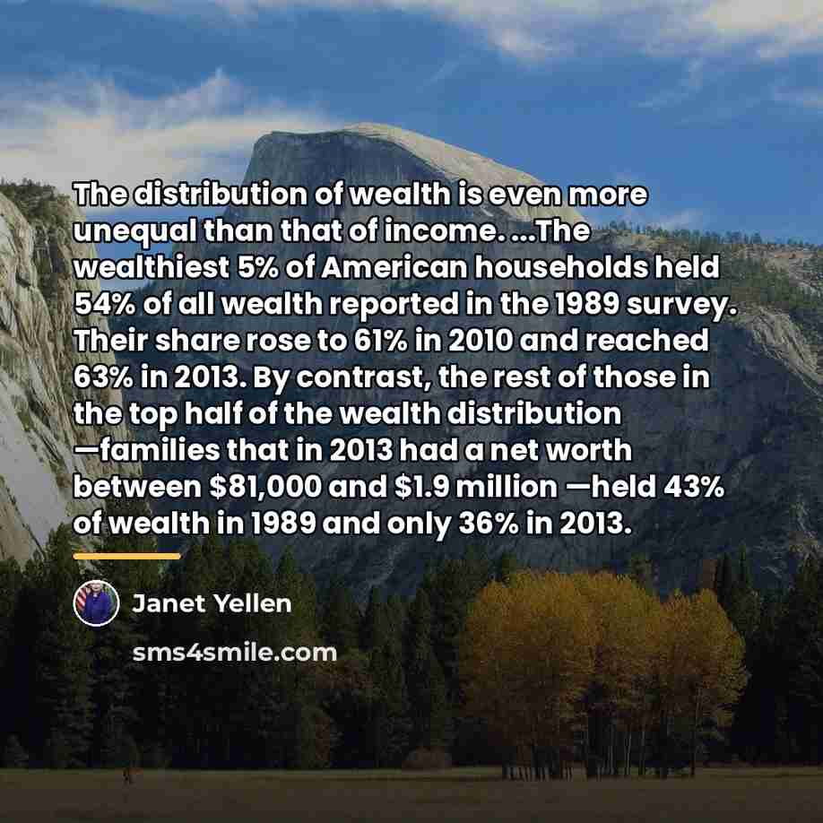 “The distribution of wealth is even more unequal than that…” quote by Janet Yellen