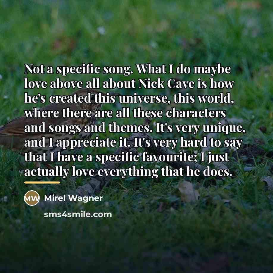 “Not a specific song. What I do maybe love above…” quote by Mirel Wagner