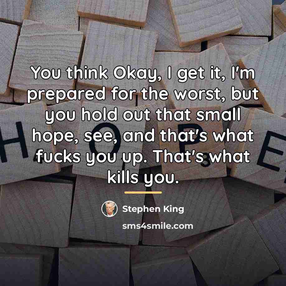 “You think Okay, I get it, I'm prepared for the…” quote by Stephen King