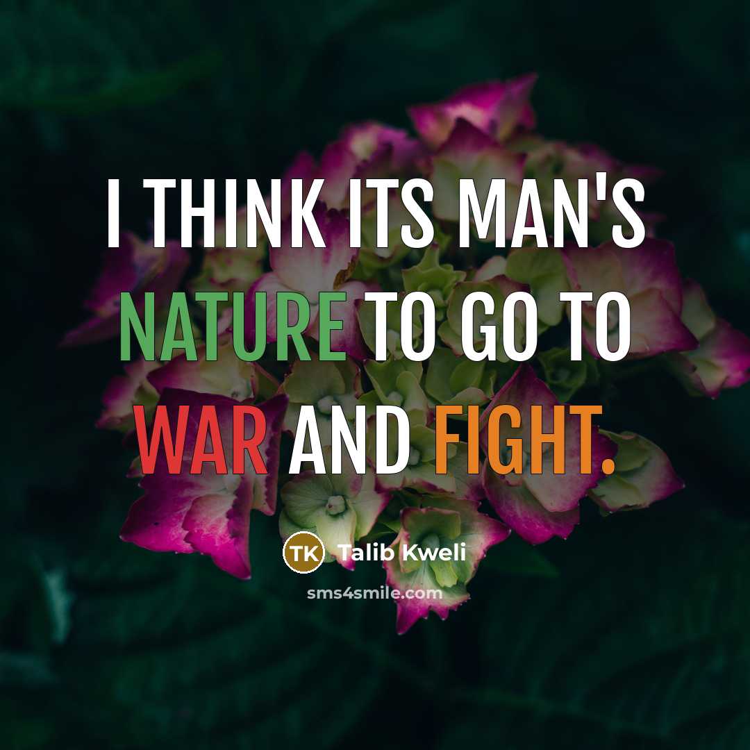 “I think its man's nature to go to war and fight.” quote by Talib Kweli