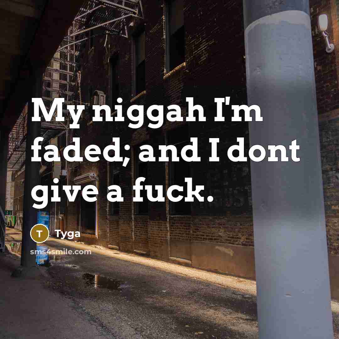 “My niggah I'm faded; and I dont give a fuck.” quote by Tyga