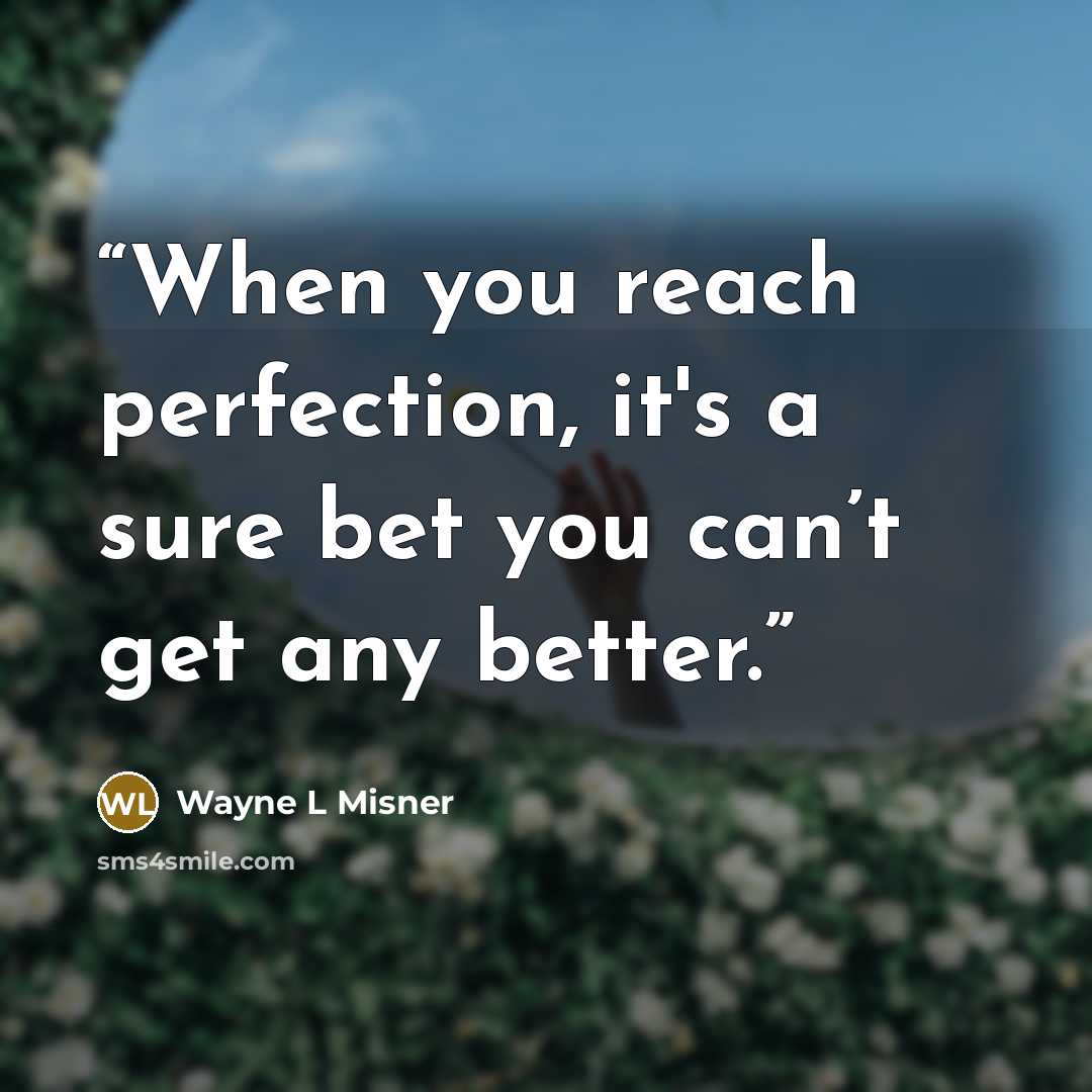 “When you reach perfection, it's a sure bet you can’t get any better.” quote by Wayne L Misner