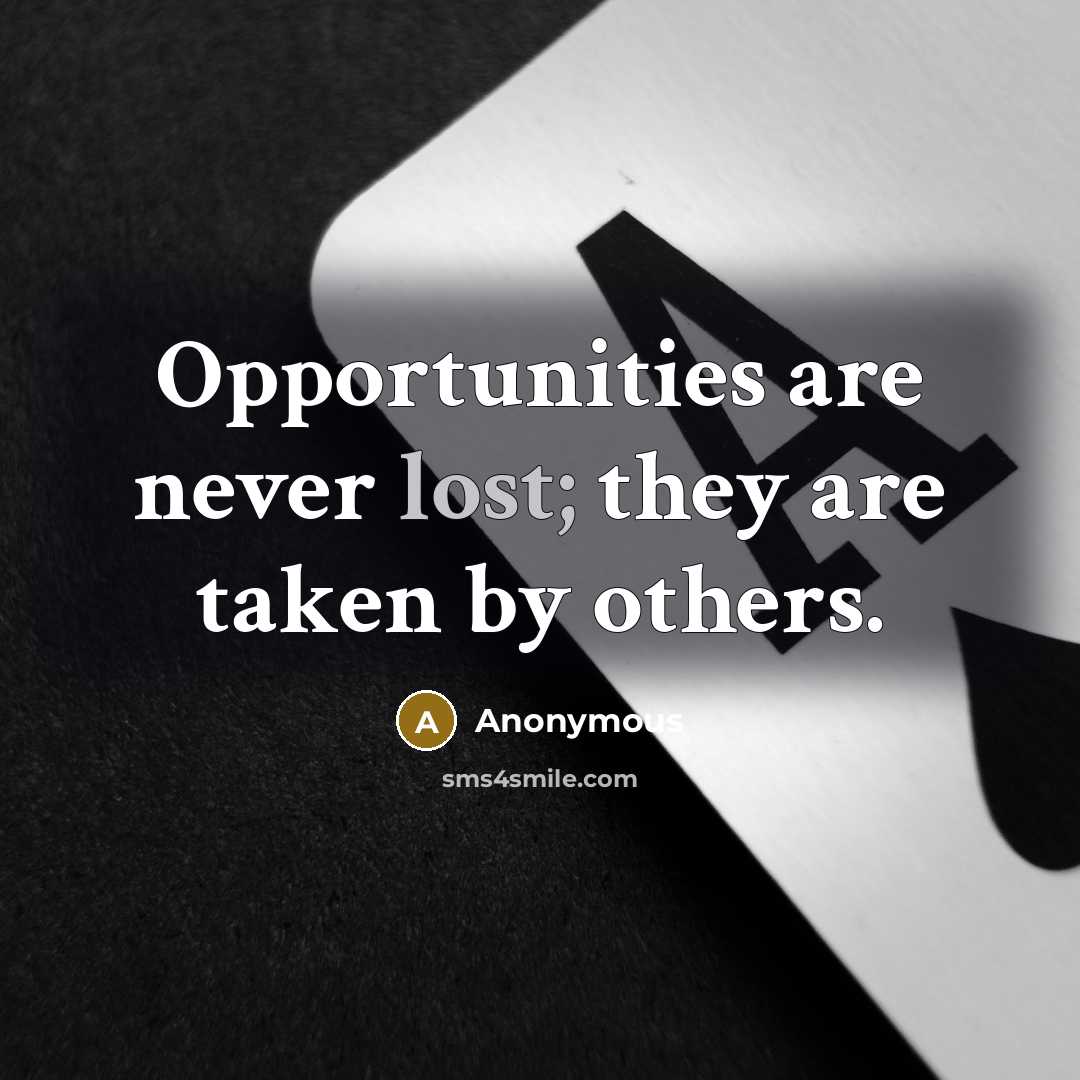 “Opportunities are never lost; they are taken by others.…” quote by Anonymous
