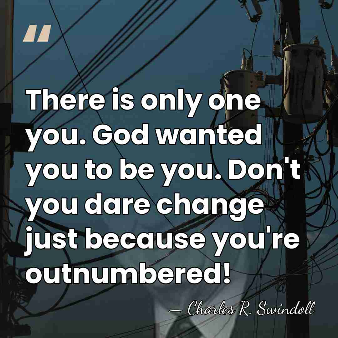 There is only one you. God wanted you to be you. Don't&hellip; - Charles R. Swindoll