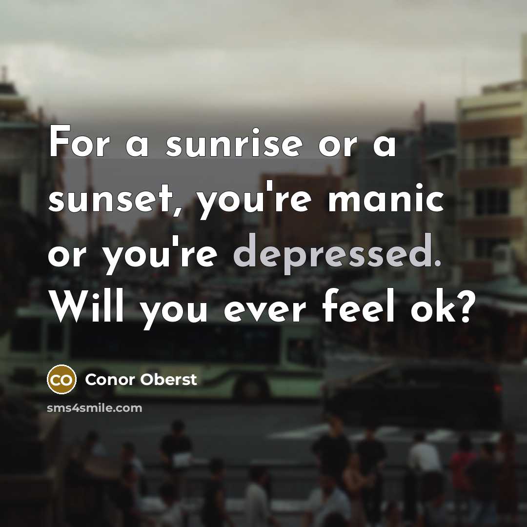“For a sunrise or a sunset, you're manic or you're…” quote by Conor Oberst