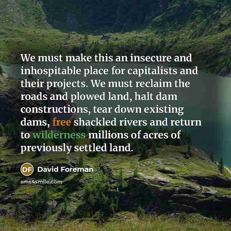 “We must make this an insecure and inhospitable place for…” quote by David Foreman