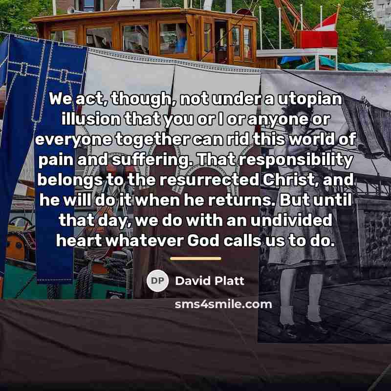 “We act, though, not under a utopian illusion that you…” quote by David Platt