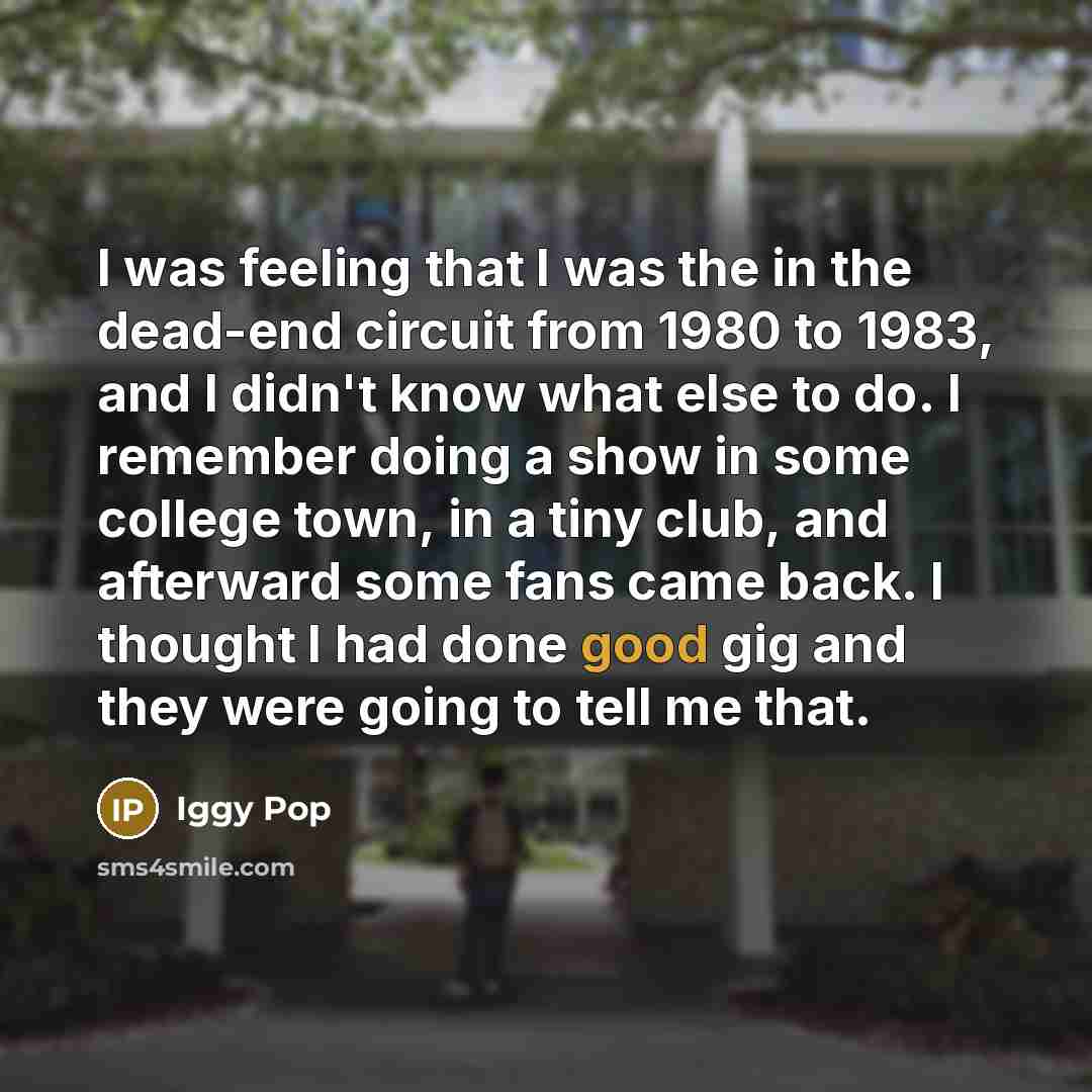 “I was feeling that I was the in the dead-end…” quote by Iggy Pop