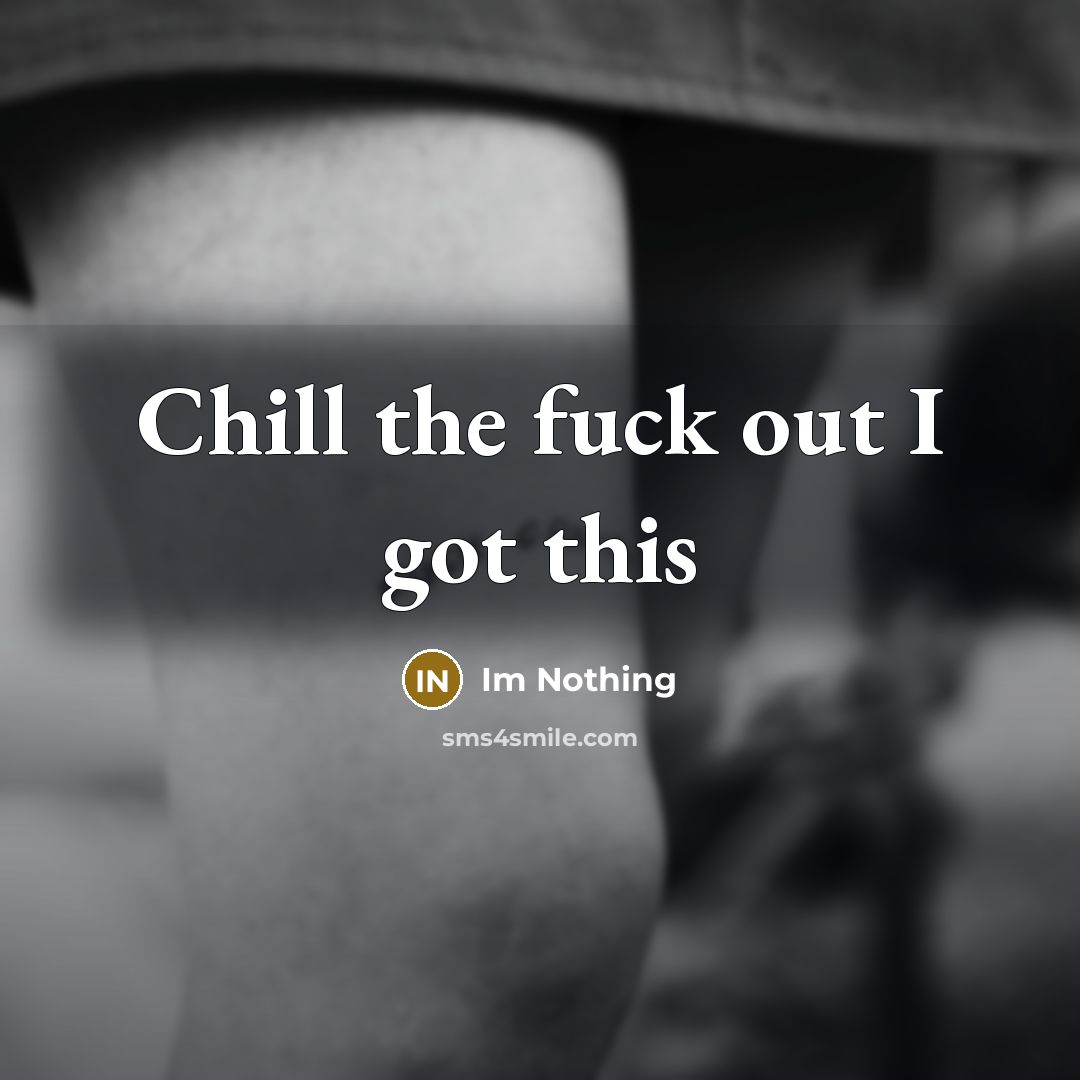 “Chill the fuck out I got this…” quote by Im Nothing